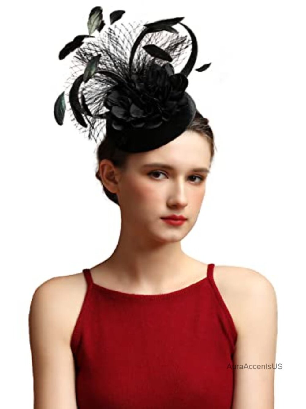 Women's Fascinator Hat Feather Mesh Hair Clip Cocktail Tea Party Headband